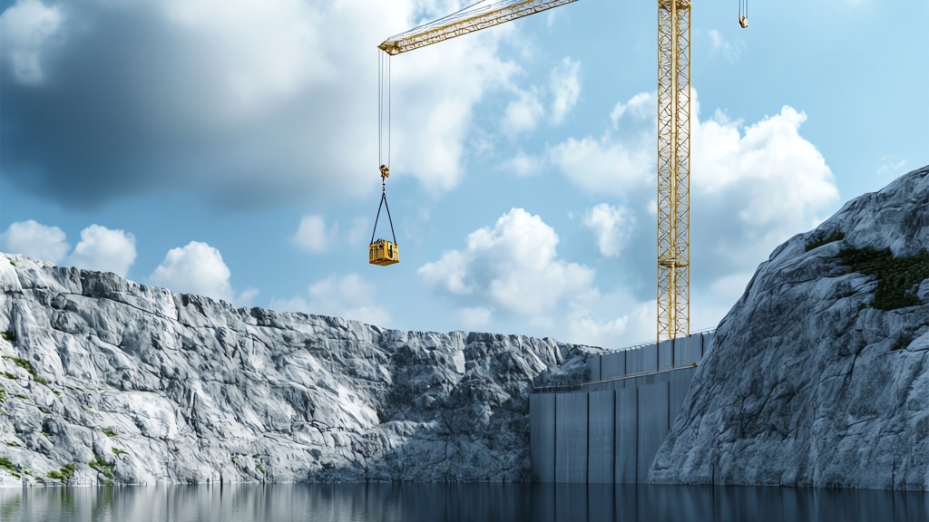 Baustelle eines Staudamms – Hintergrundbild der Startseite GrundWerk